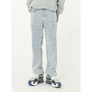Paint Splash Straight Loose Jeans. Denim,Jeans,Loose,Paint,Straight