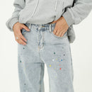 Paint Splash Straight Loose Jeans. Denim,Jeans,Loose,Paint,Straight