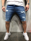 Denim shorts with slim holes and slim men's shorts. Cotton,Denim,Shorts