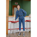 Spring and Autumn High Waist Slimming Denim Jumpsuit Women. Cotton,Denim,Jumpsuit