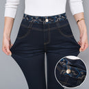 Autumn And Winter Middle-Aged Ladies Plus Velvet Jeans.
