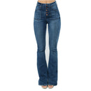 Ladies Patch Pockets Buttoned Thin Denim Jeans.