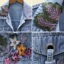 Women's Short Denim Jacket With Flower Embroidery. Cotton,Denim,Jacket