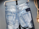 European And American Stitching Color-blocking Stretch-footed Men's Jeans. Denim,Jeans