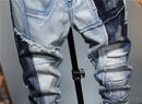 European And American Stitching Color-blocking Stretch-footed Men's Jeans. Denim,Jeans