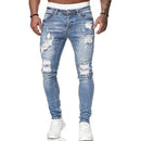 Ripped White Slim Denim Fashion Foot Jeans. Denim,Jeans,Slim