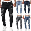 Ripped White Slim Denim Fashion Foot Jeans. Denim,Jeans,Slim