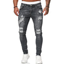 Ripped White Slim Denim Fashion Foot Jeans. Denim,Jeans,Slim