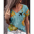 Women's Summer Print Pattern Top Short Sleeved T-Shirt. Floral,Shirt,top