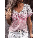 Women's Summer Print Pattern Top Short Sleeved T-Shirt. Floral,Shirt,top
