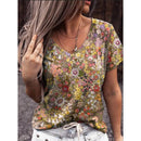 Women's Summer Print Pattern Top Short Sleeved T-Shirt. Floral,Shirt,top