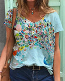 Foreign Trade Tie-Dye Printing Loose Amazon Women's Blouse. Shirt,Tie-dye,top