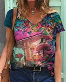 Foreign Trade Tie-Dye Printing Loose Amazon Women's Blouse. Shirt,Tie-dye,top