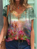 Foreign Trade Tie-Dye Printing Loose Amazon Women's Blouse. Shirt,Tie-dye,top