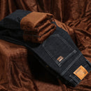Fleece Lined Autumn And Winter Men's Jeans Straight Loose Plus Size. Fleece,Jeans,Lined,Loose,Straight