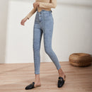 Korean Style High Waist Stretch Slim Jeans For Women.