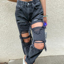 Ripped Holes Ladies Jeans.