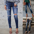 Women's Tight Fit Rip Leg Jeans.