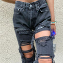 Ripped Holes Ladies Jeans.
