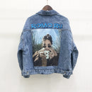 Women's All-match Ripped Patch Denim Jacket Top