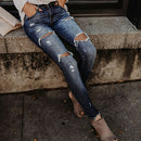 Women's Tight Fit Rip Leg Jeans.