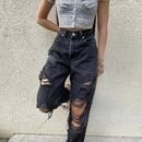 Ripped Holes Ladies Jeans.