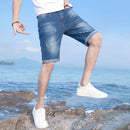 Men's Slim Fit Elastic Denim Shorts. Cotton,Denim,Shorts