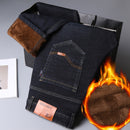 Fleece Lined Autumn And Winter Men's Jeans Straight Loose Plus Size. Fleece,Jeans,Lined,Loose,Straight