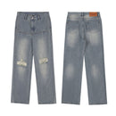 Men's And Women's Same Style American Make Old Ripped Straight Casual Jeans. ripped,Straight,Unisex,Worn