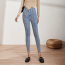 Korean Style High Waist Stretch Slim Jeans For Women.