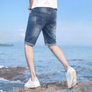 Men's Slim Fit Elastic Denim Shorts. Cotton,Denim,Shorts