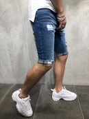 Denim shorts with slim holes and slim men's shorts. Cotton,Denim,Shorts