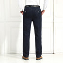 Men's Stretch High Waist Thickened Fleece Jeans. Cotton,Denim,Jeans,Lined