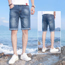 Men's Slim Fit Elastic Denim Shorts. Cotton,Denim,Shorts