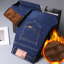 Fleece Lined Autumn And Winter Men's Jeans Straight Loose Plus Size. Fleece,Jeans,Lined,Loose,Straight