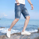 Men's Slim Fit Elastic Denim Shorts. Cotton,Denim,Shorts