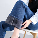 Women's Plush Thick Mopping Wide-leg Jeans.