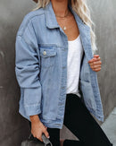 Women's Solid Color Denim Casual Jacket. Cotton,Denim,Jacket