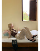 Refreshing Retro Small Floral Casual Loose Fitting Straight Tube Light Colored High Waisted Jeans For Women