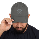 Distressed Finish Dad Hat. Bag,Cotton,Denim