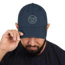 Distressed Finish Dad Hat. Bag,Cotton,Denim