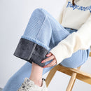 Women's Plush Thick Mopping Wide-leg Jeans.