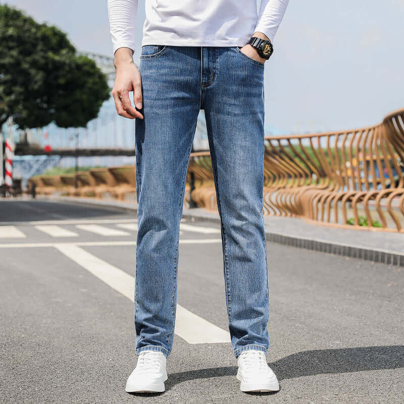 Soft And Comfortable Straight Stretch Jeans. Denim,Jeans,Straight,Stretch