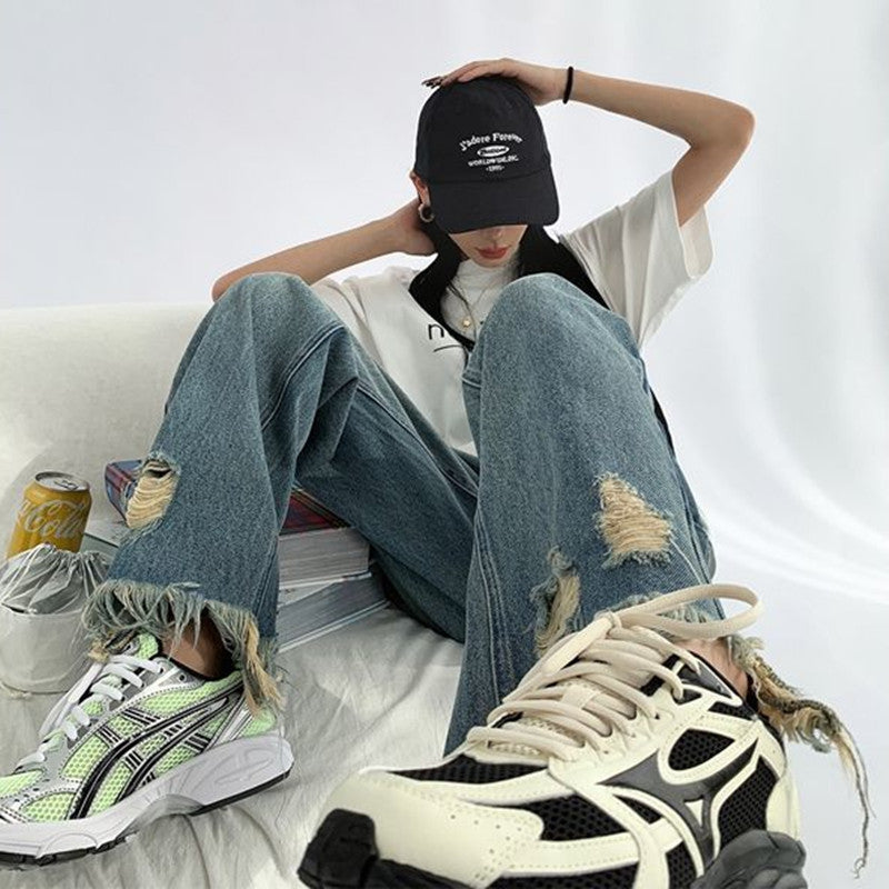 Design Sense Vintage Ripped Jeans For Women. Jeans