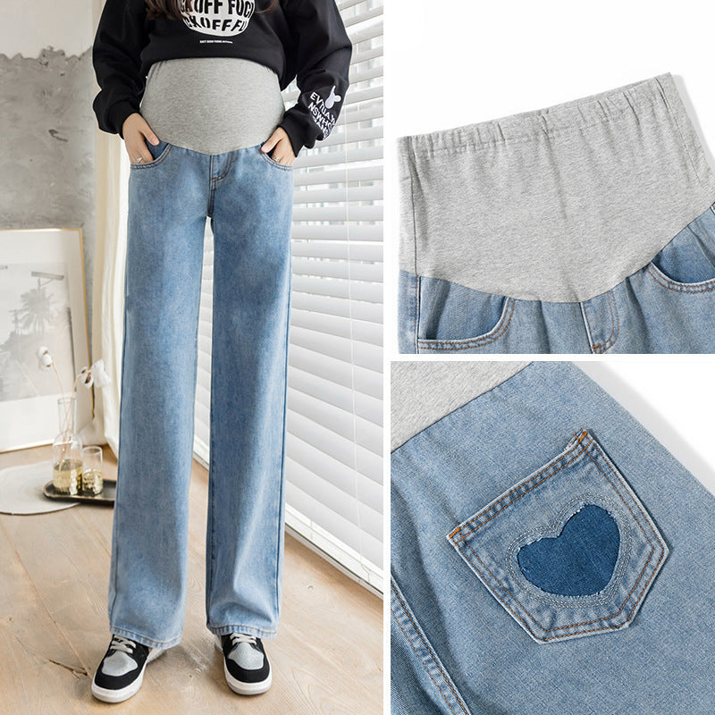 Ladies Maternity Jeans Spring Autumn Loose Casual.