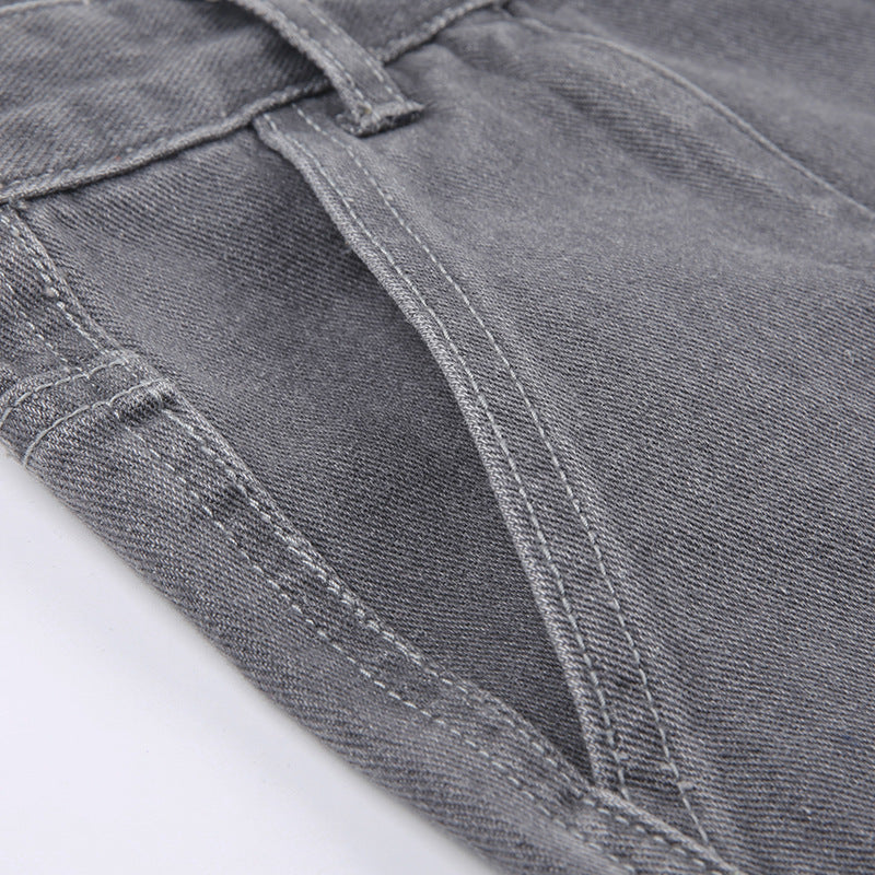 Street Retro Low Rise Denim Cargo Pants.