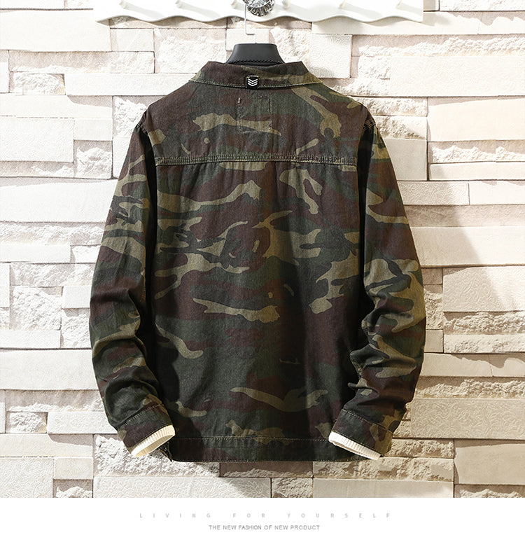 New Men's Camouflage Denim Jacket Autumn Brand Clothing.