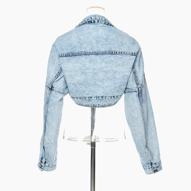 Motorcycle Jacket Short Denim Jacket Top. Cotton,Denim,Jacket