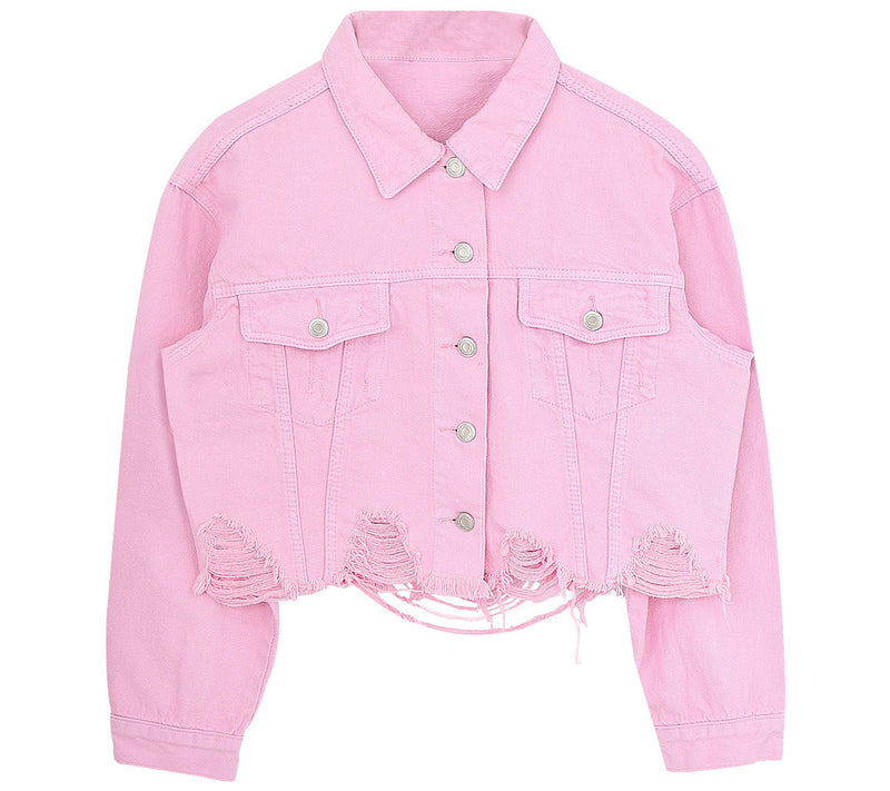 Short Cropped Denim Jacket. Cotton,Denim,Jacket