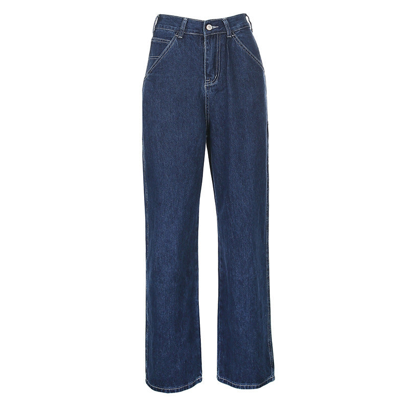 High-Rise Straight-Leg Loose Jeans.